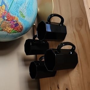 Vintage Arcoroc France Octime Bllack  coffee mugs